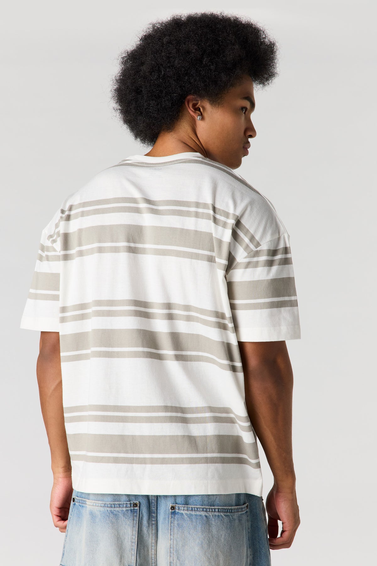 Alt View 2. Striped Relaxed T-Shirt - Dark Green