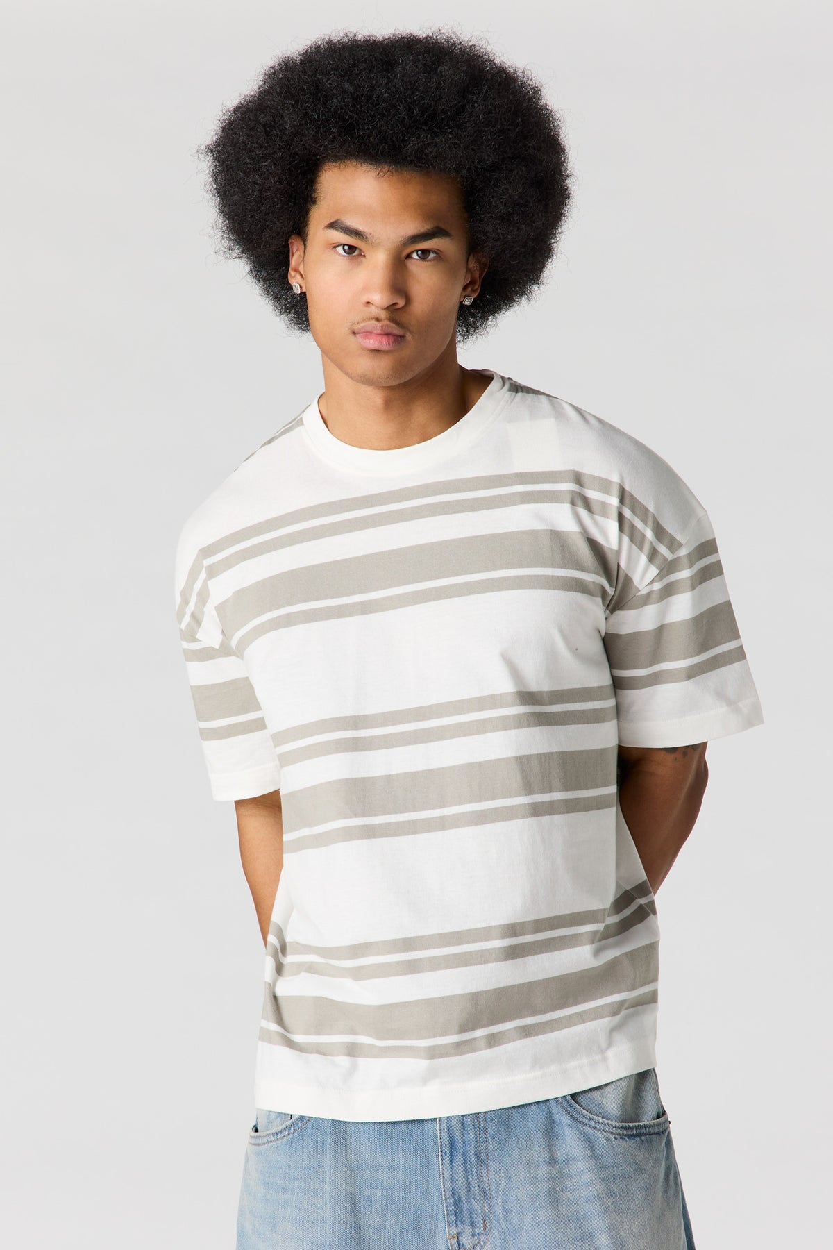 Striped Relaxed T-Shirt - Dark Green