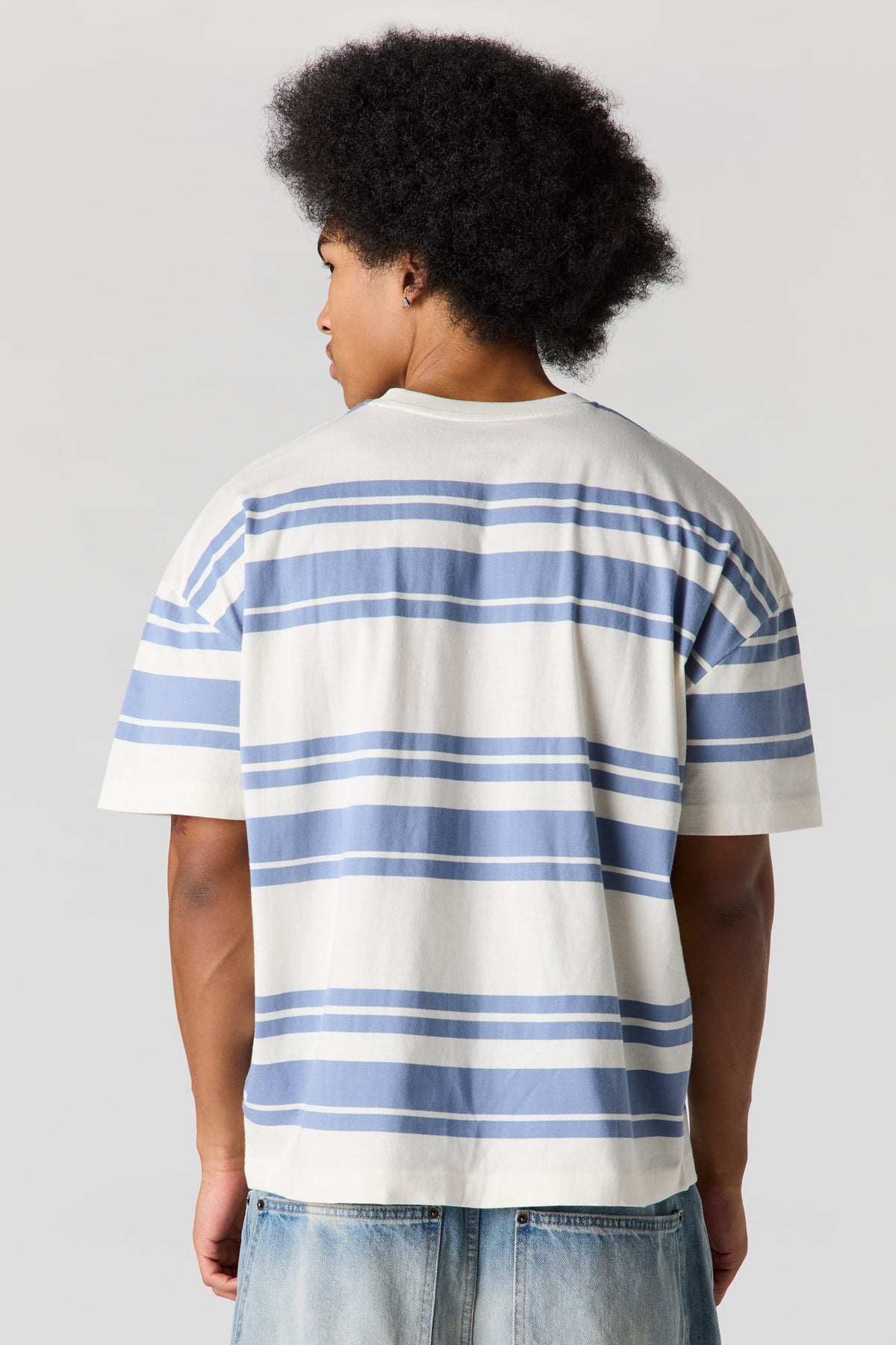 Alt View 2. Striped Relaxed T-Shirt - Blue