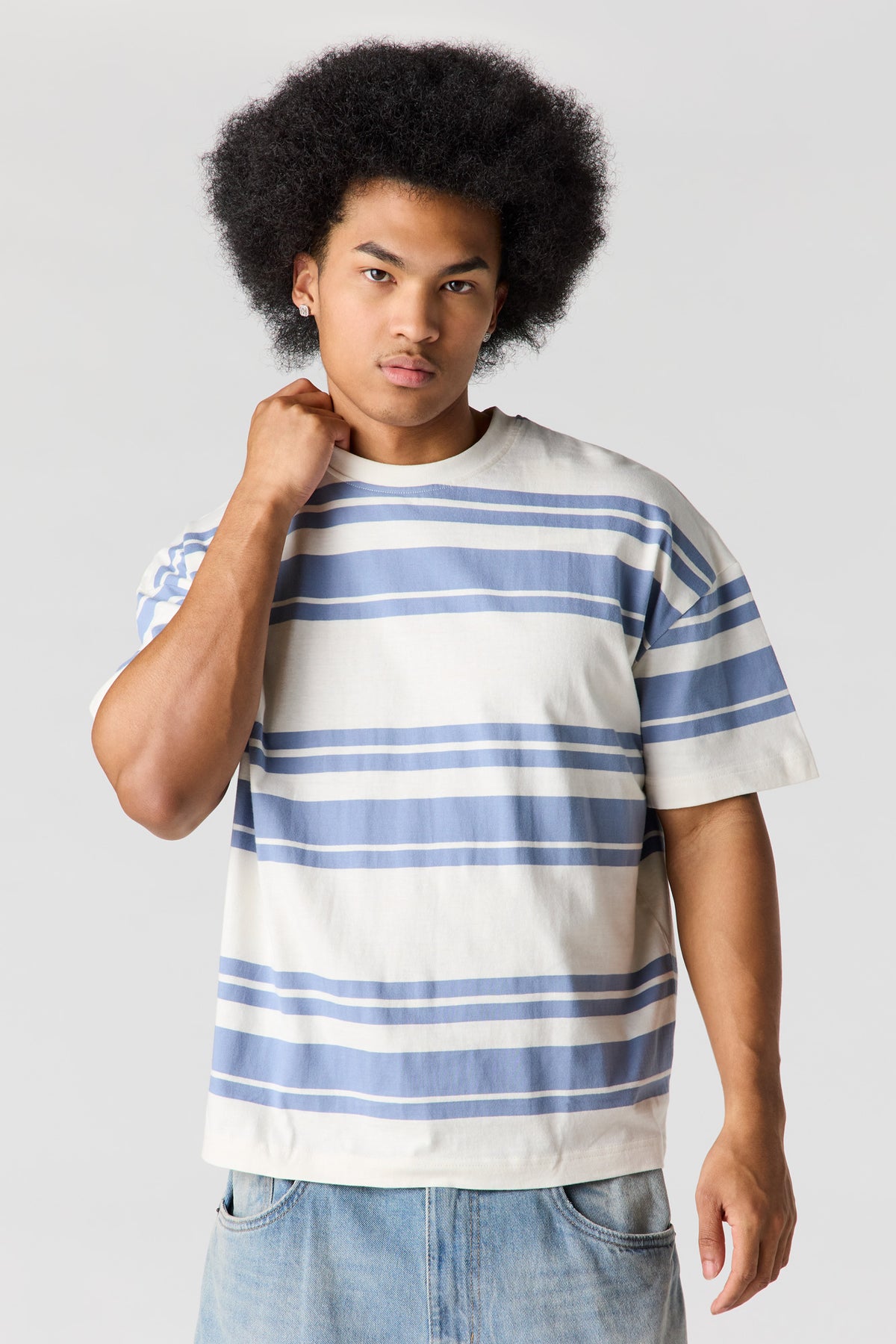 Striped Relaxed T-Shirt - Blue