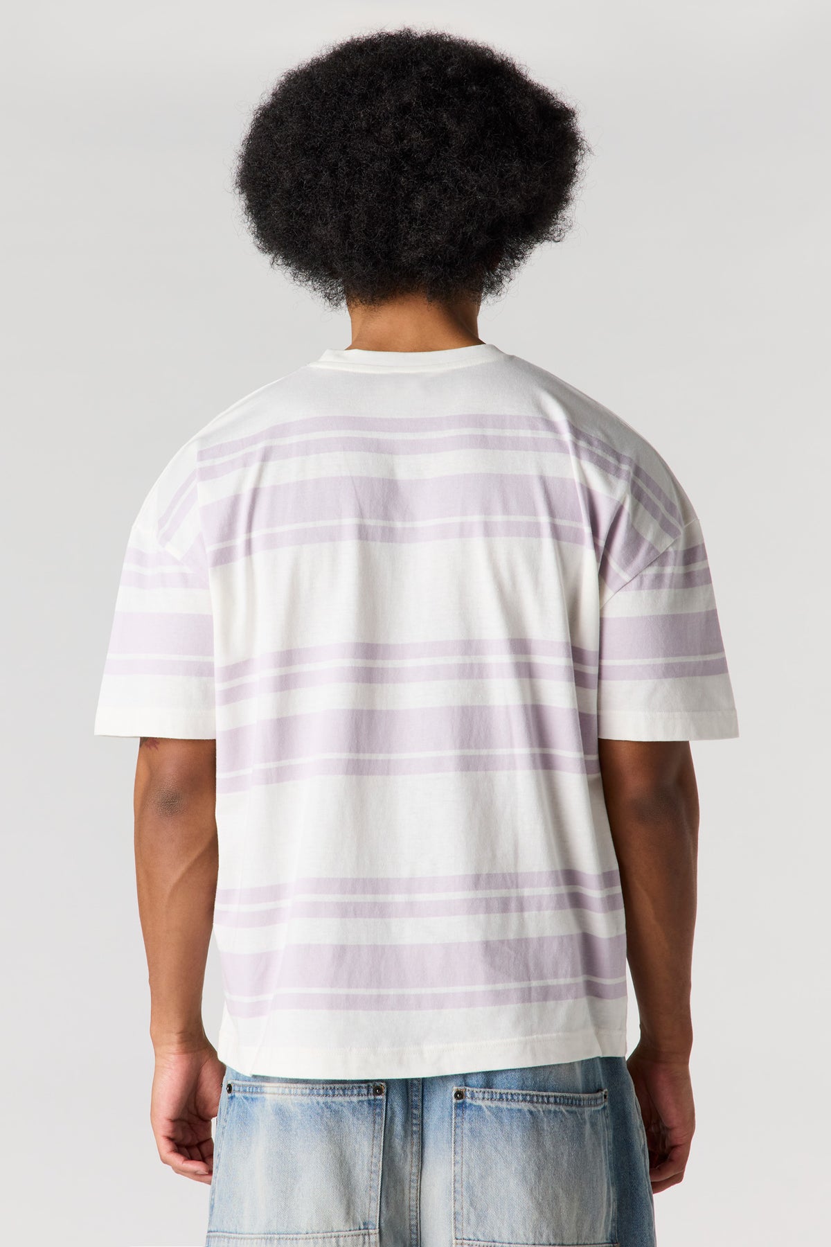 Alt View 2. Striped Relaxed T-Shirt - Purple