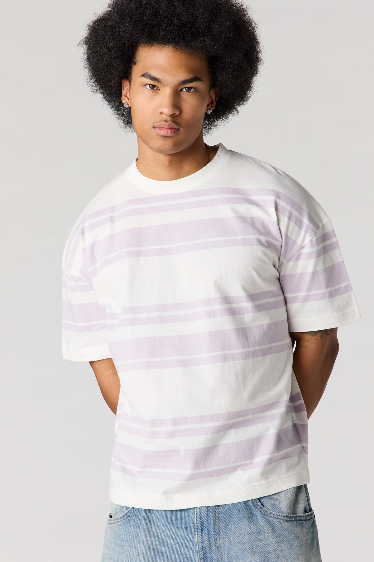 Striped Relaxed T-Shirt - Purple
