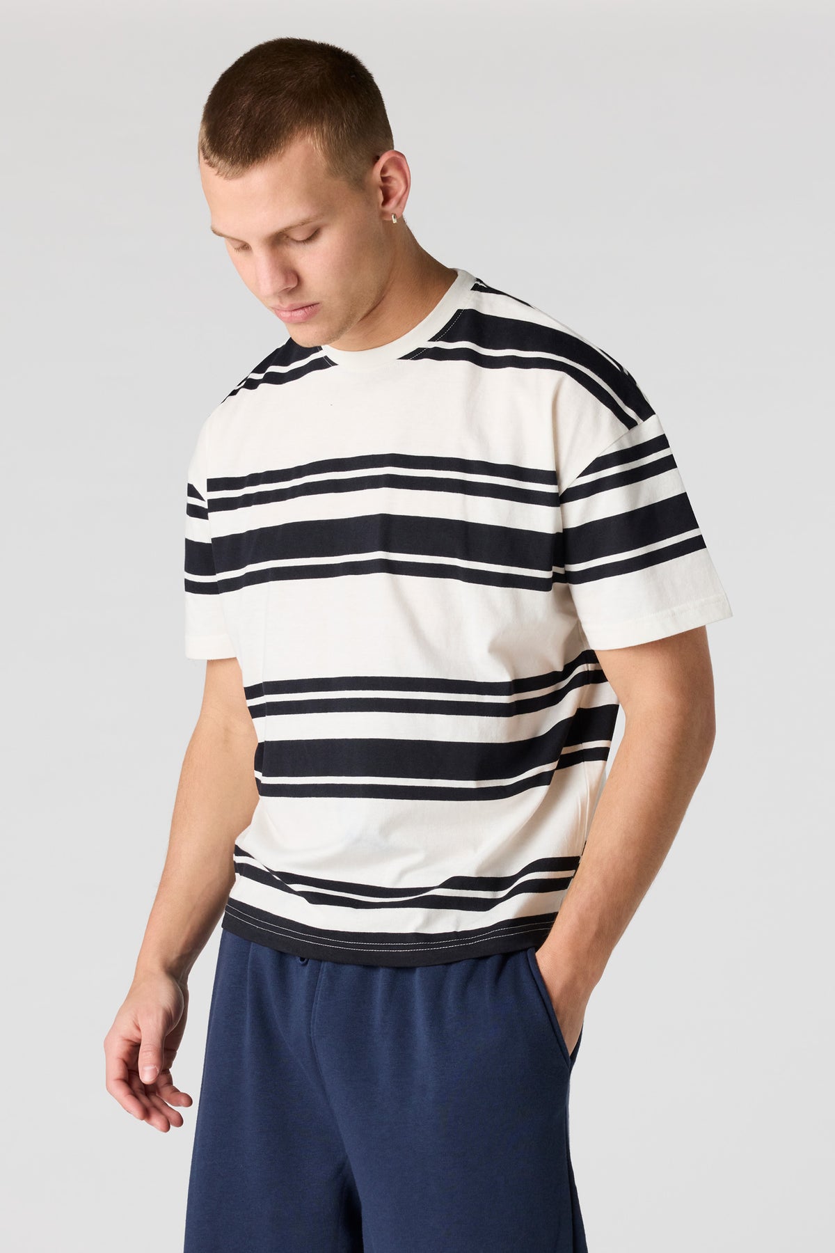 Striped Relaxed T-Shirt - Black