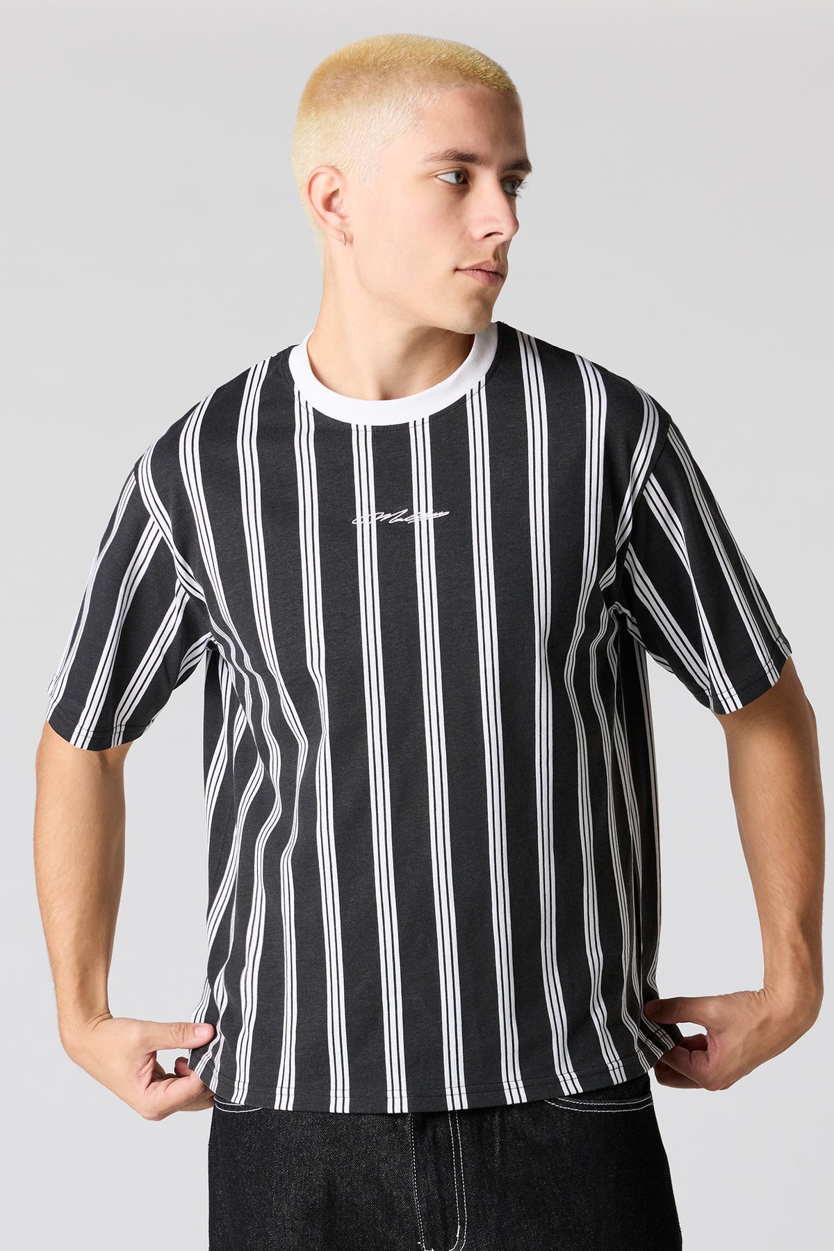 T-shirt rayé avec motif brodé Malibu