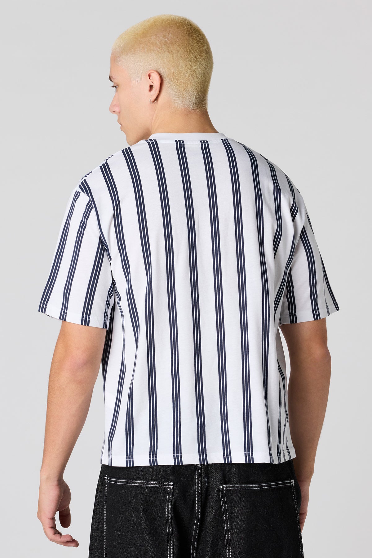 Alt View 2. Malibu Embroidered Striped T-Shirt - White