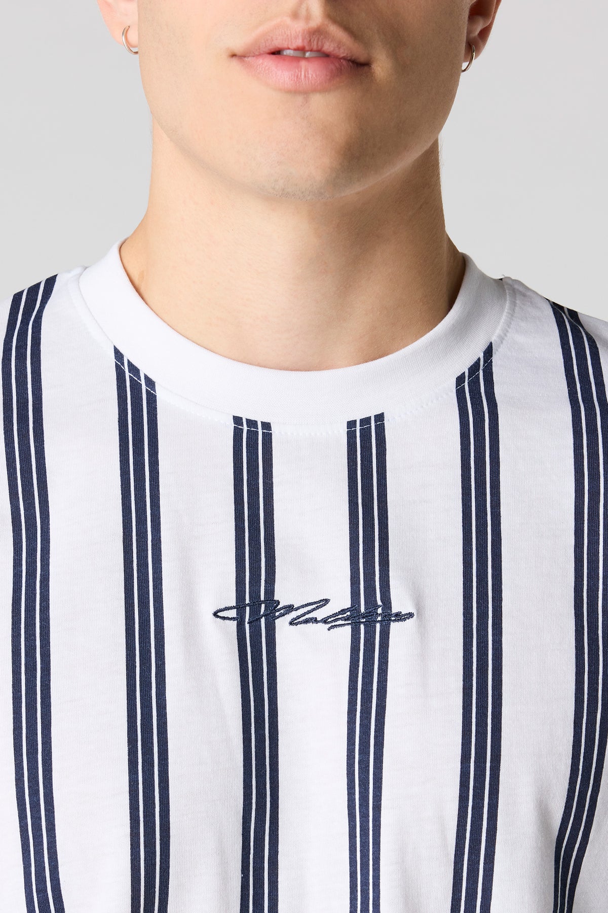 Alt View 4. Malibu Embroidered Striped T-Shirt - White