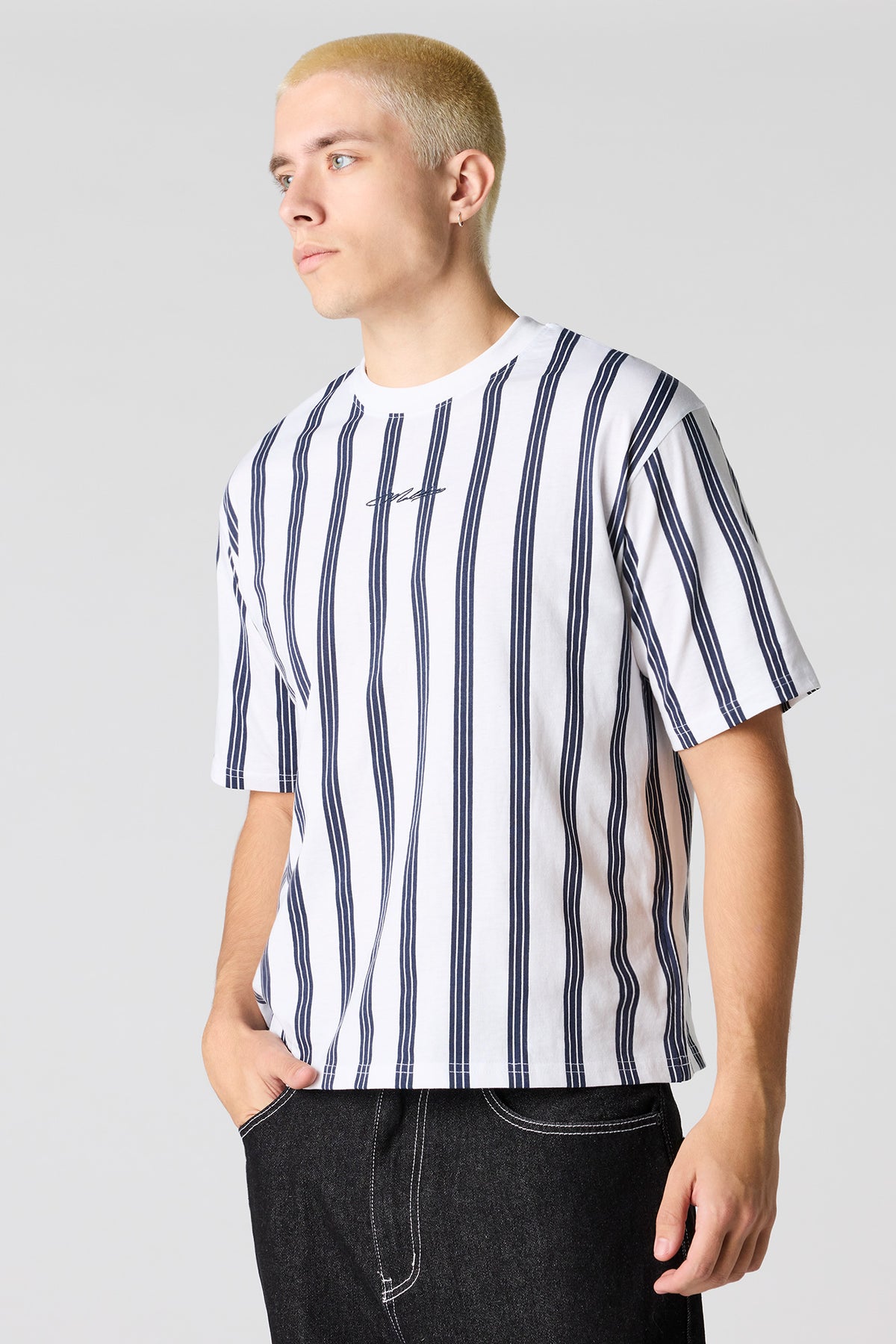Malibu Embroidered Striped T-Shirt - White