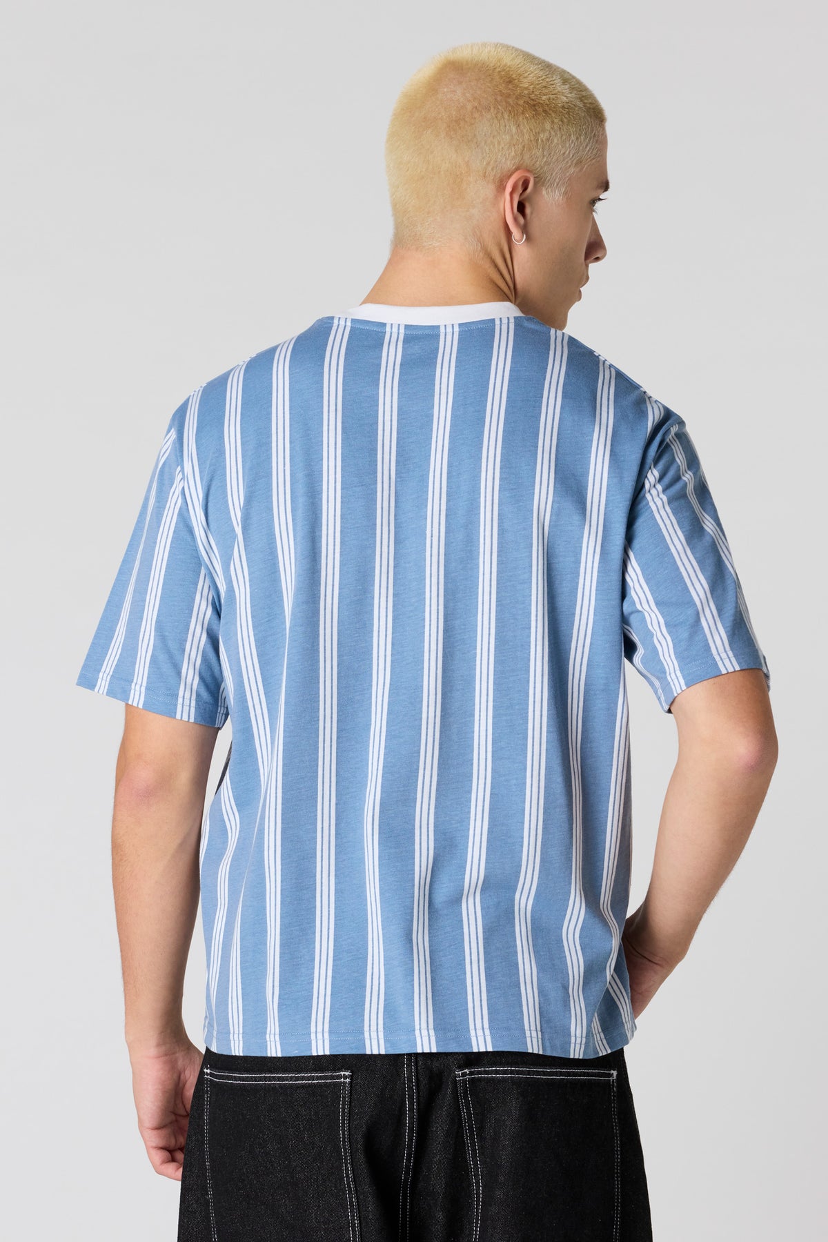 Alt View 2. Malibu Embroidered Striped T-Shirt - Blue