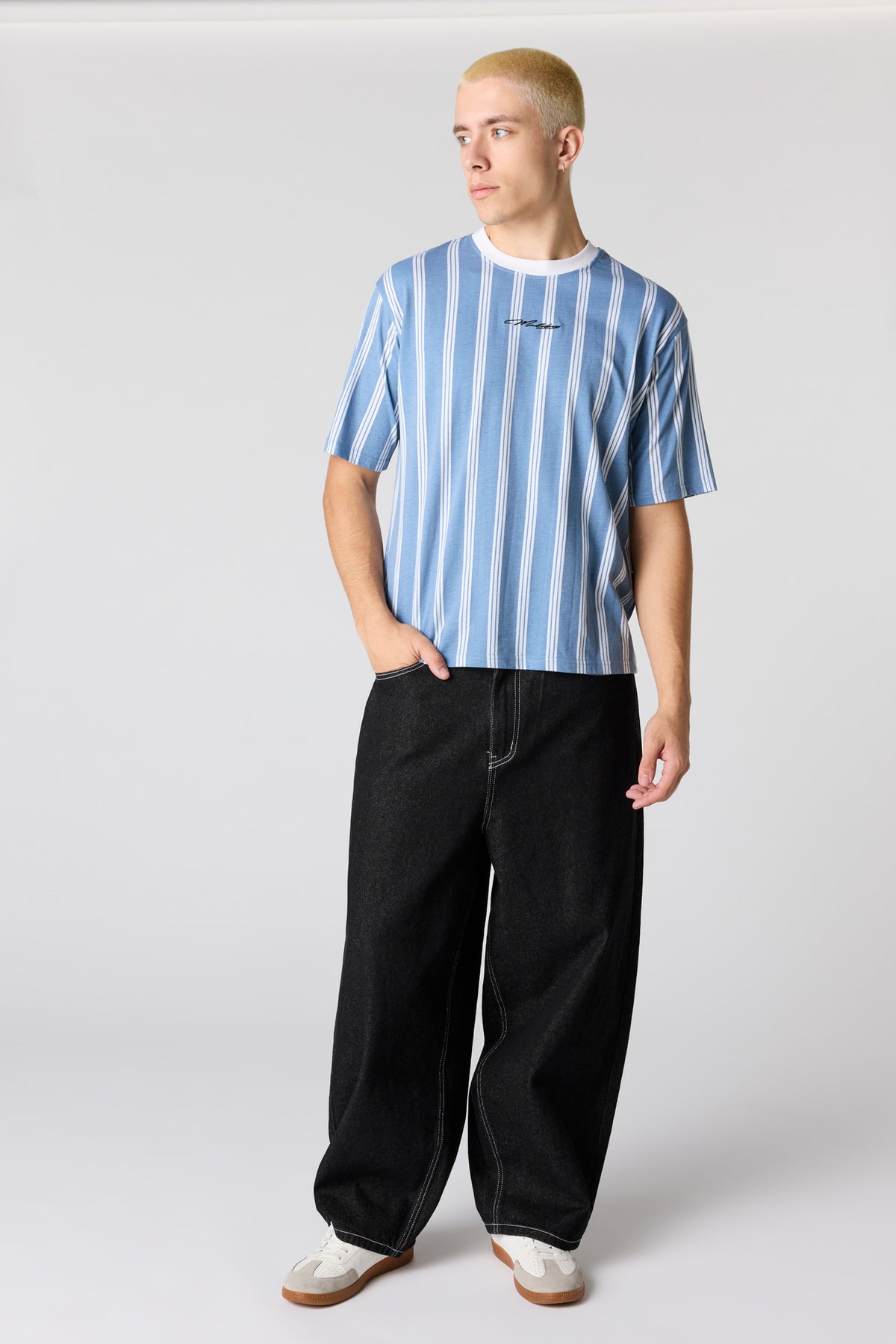 Alt View 3. Malibu Embroidered Striped T-Shirt - Blue