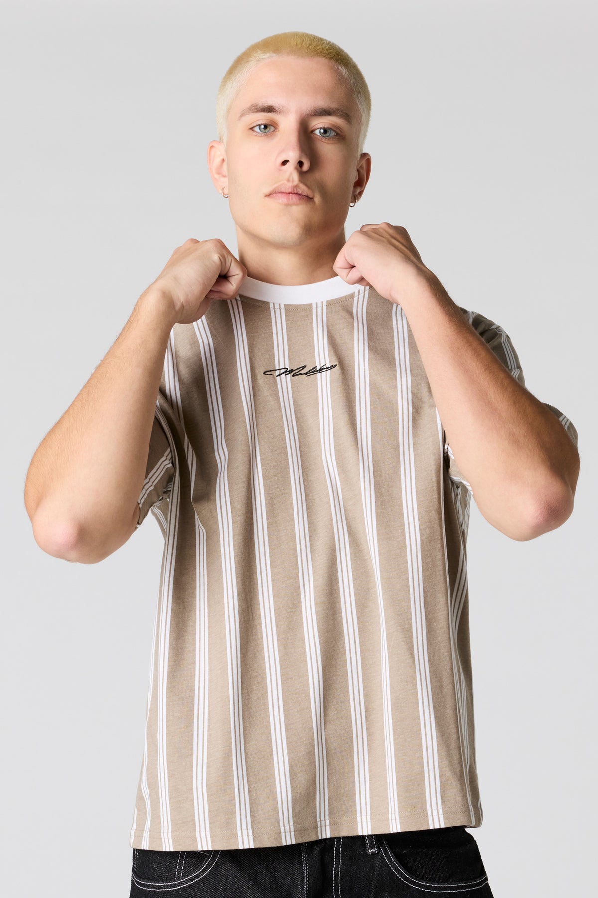 T-shirt rayé avec motif brodé Malibu