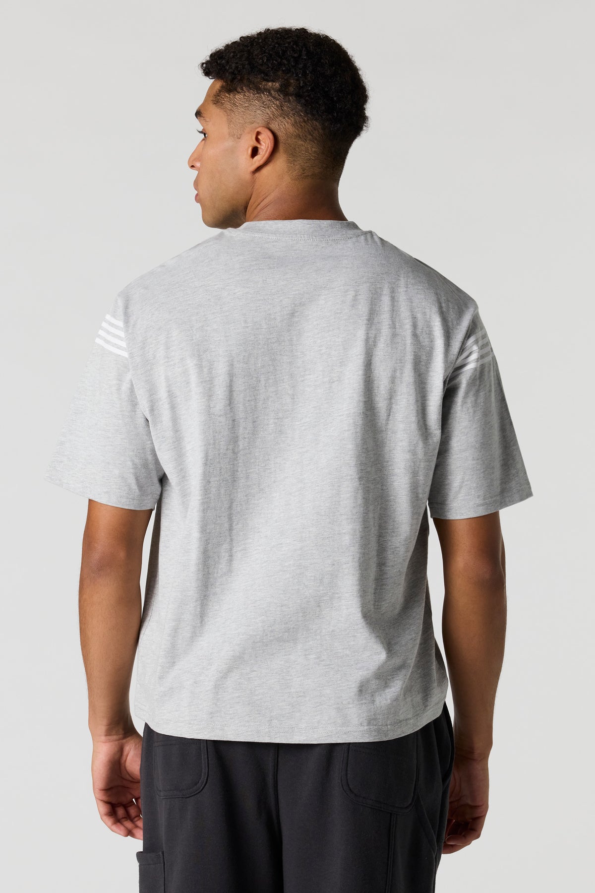 Alt View 2. Striped T-Shirt - Heather Grey