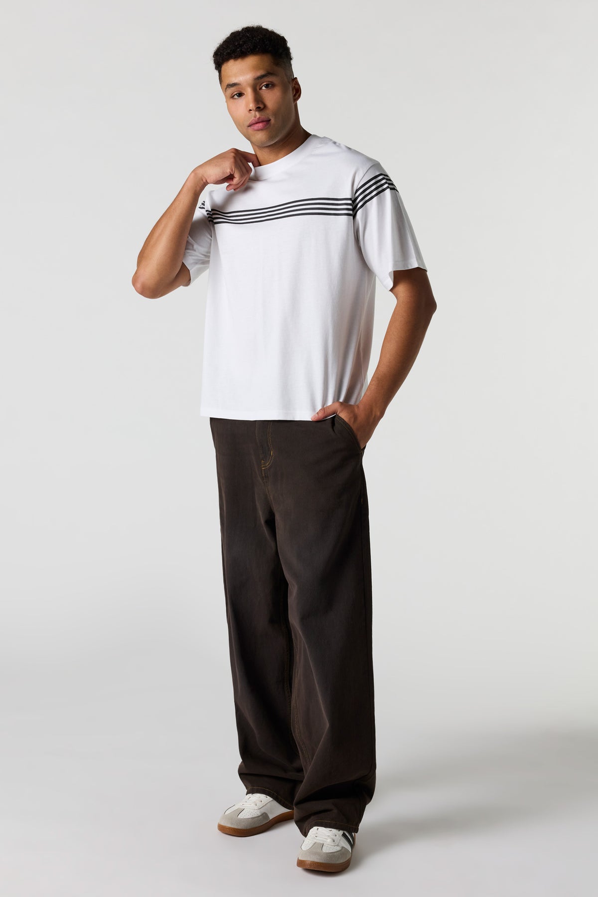 Alt View 3. Striped T-Shirt - White