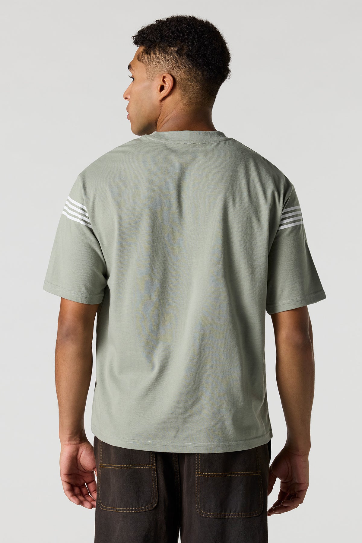 Alt View 2. Striped T-Shirt - Dark Green