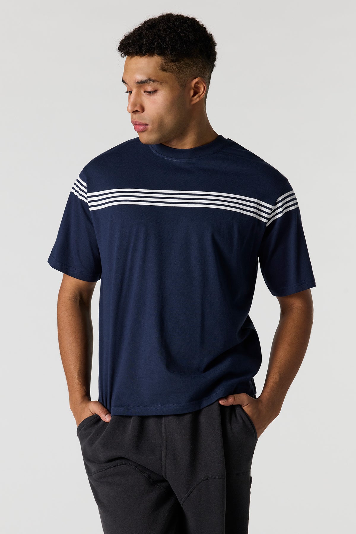 Alt View 3. Striped T-Shirt - Navy