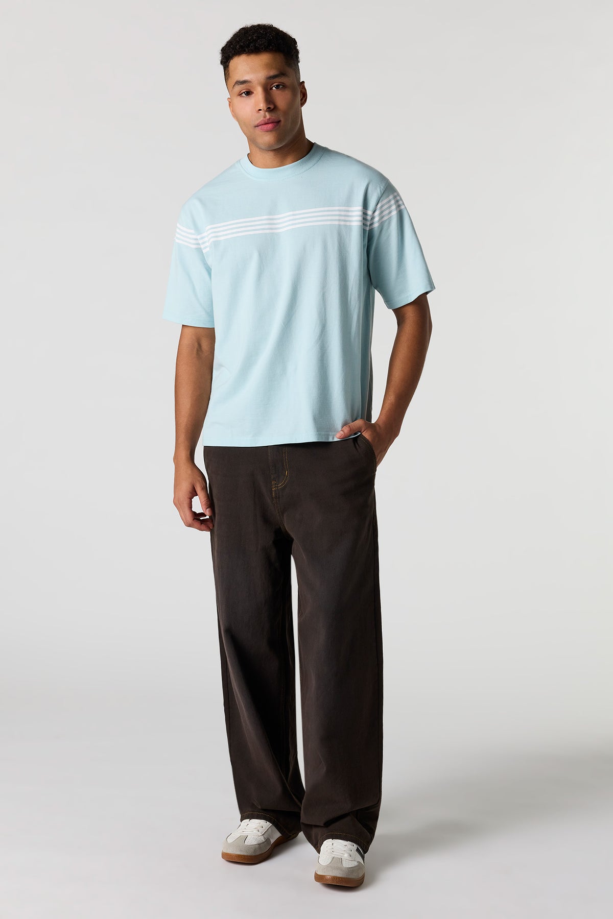 Alt View 3. Striped T-Shirt - Light Blue