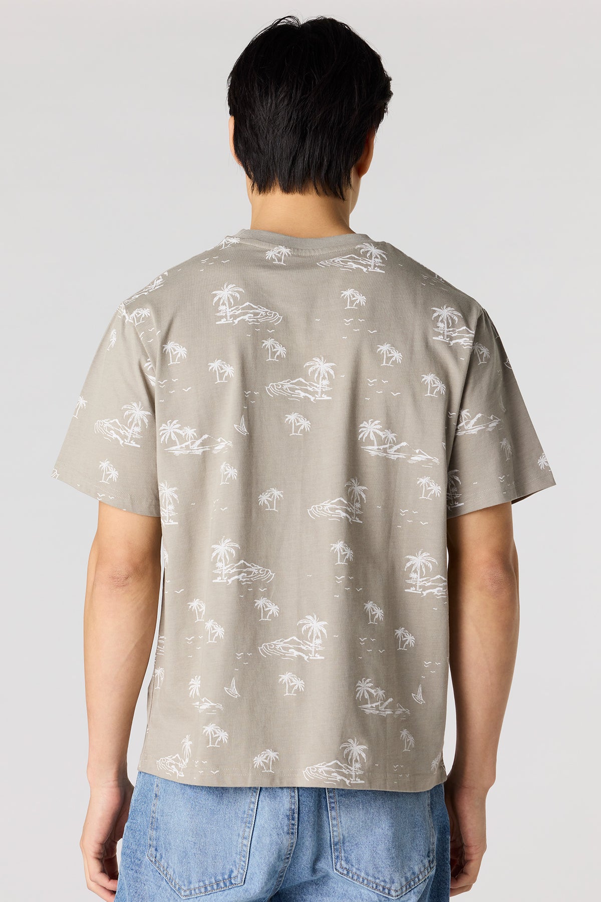 Alt View 2. Tropical Print T-Shirt - Dark Green