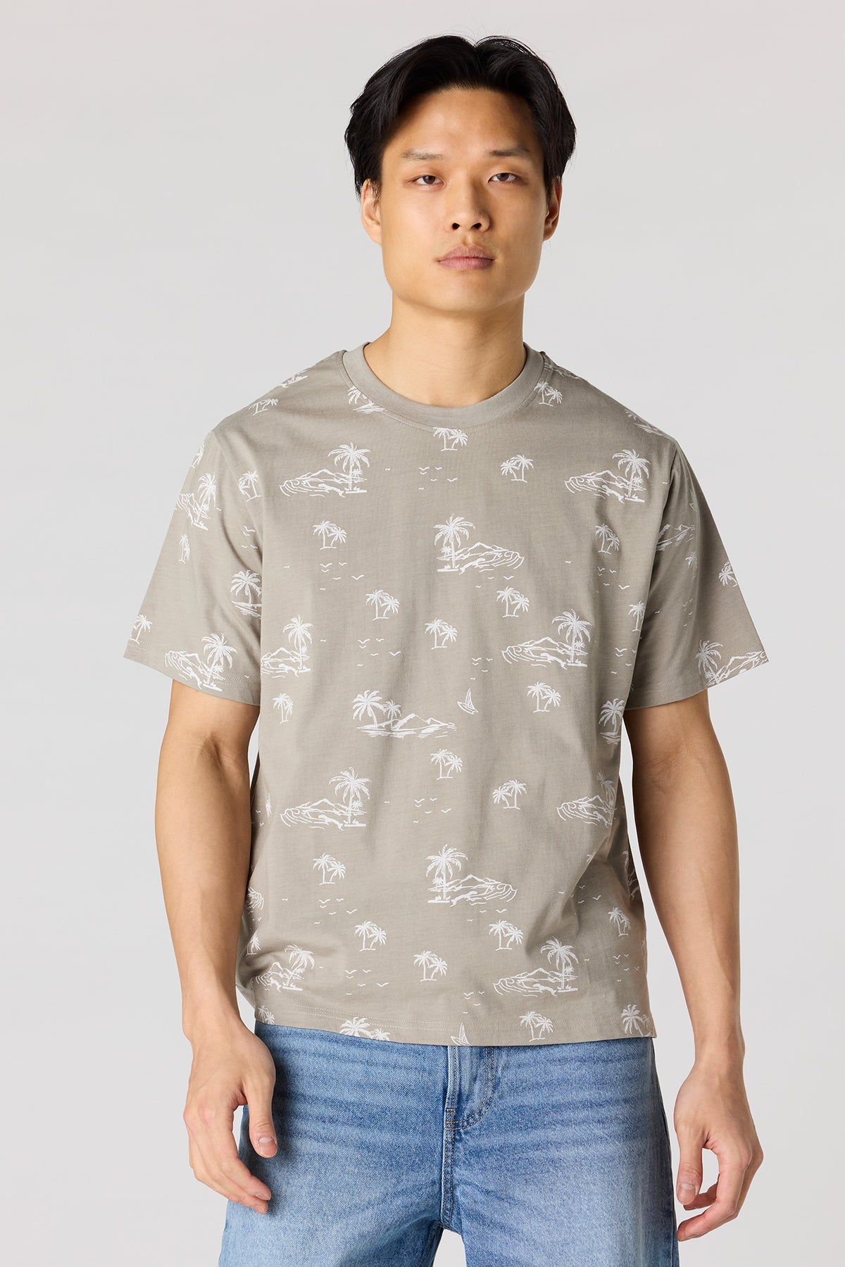 Tropical Print T-Shirt - Dark Green