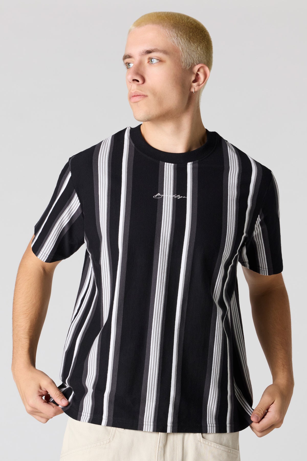 T-shirt rayé avec motif brodé Destination