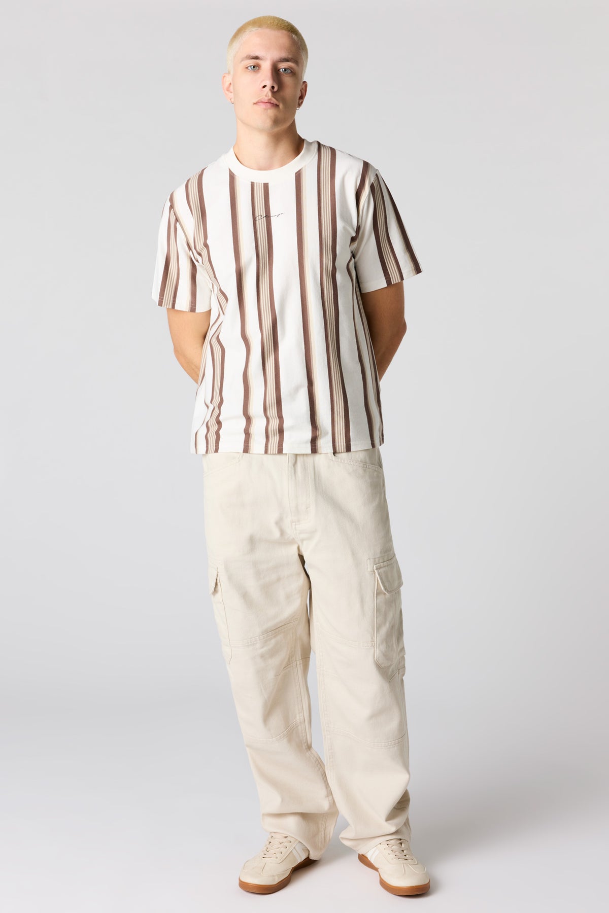 Alt View 3. Destination Embroidered Striped T-Shirt - Off White