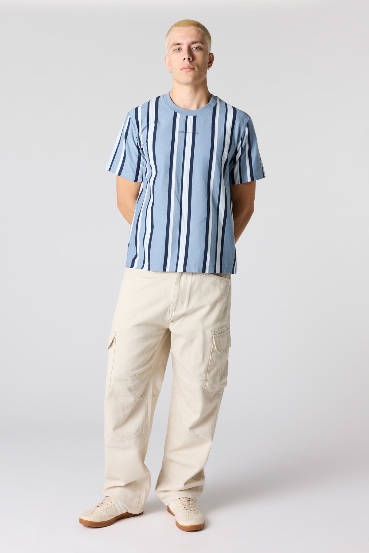 Alt View 3. Destination Embroidered Striped T-Shirt - Blue