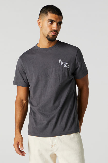 T-shirt ras du cou avec motif brodé Paris