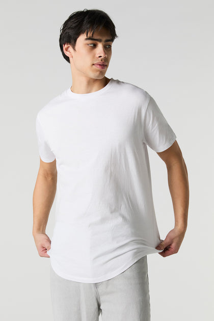 Solid Curved Hem T-Shirt