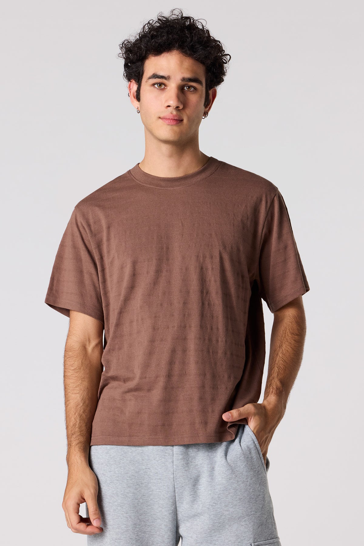 T-shirt texturé rayé