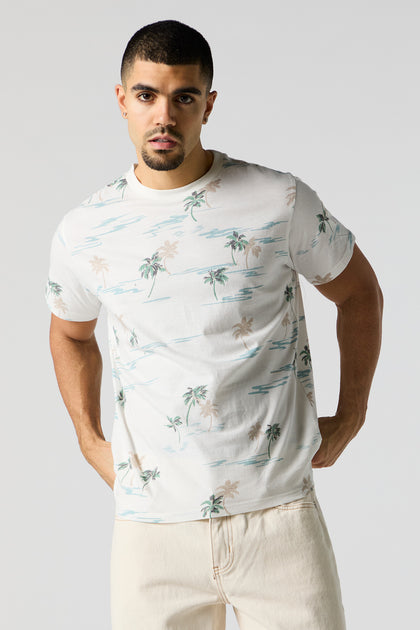 T-shirt avec motif de palmiers