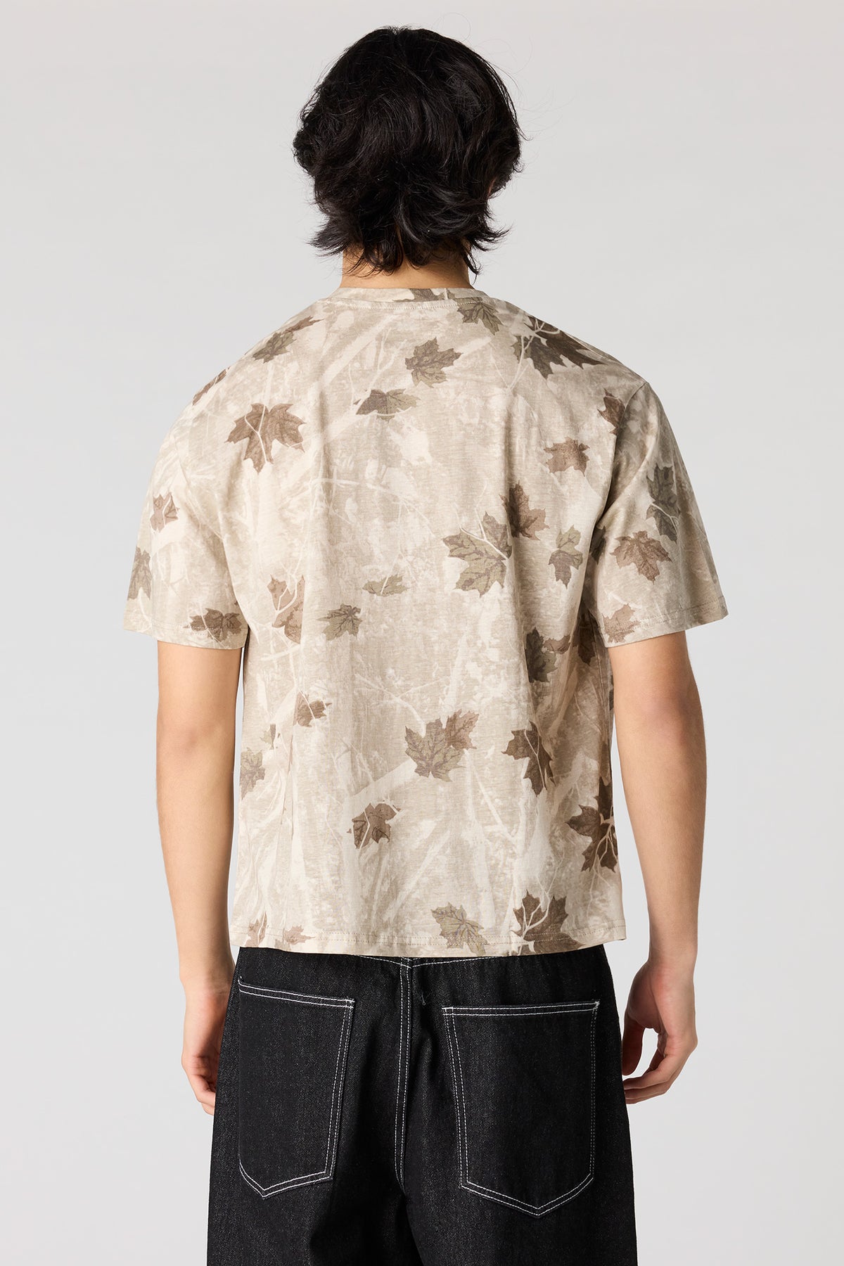 Alt View 2. Camo Print Crewneck T-Shirt - Beige
