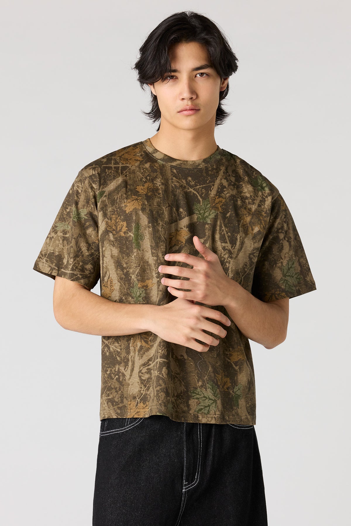 T-shirt ras du cou avec motif camouflage