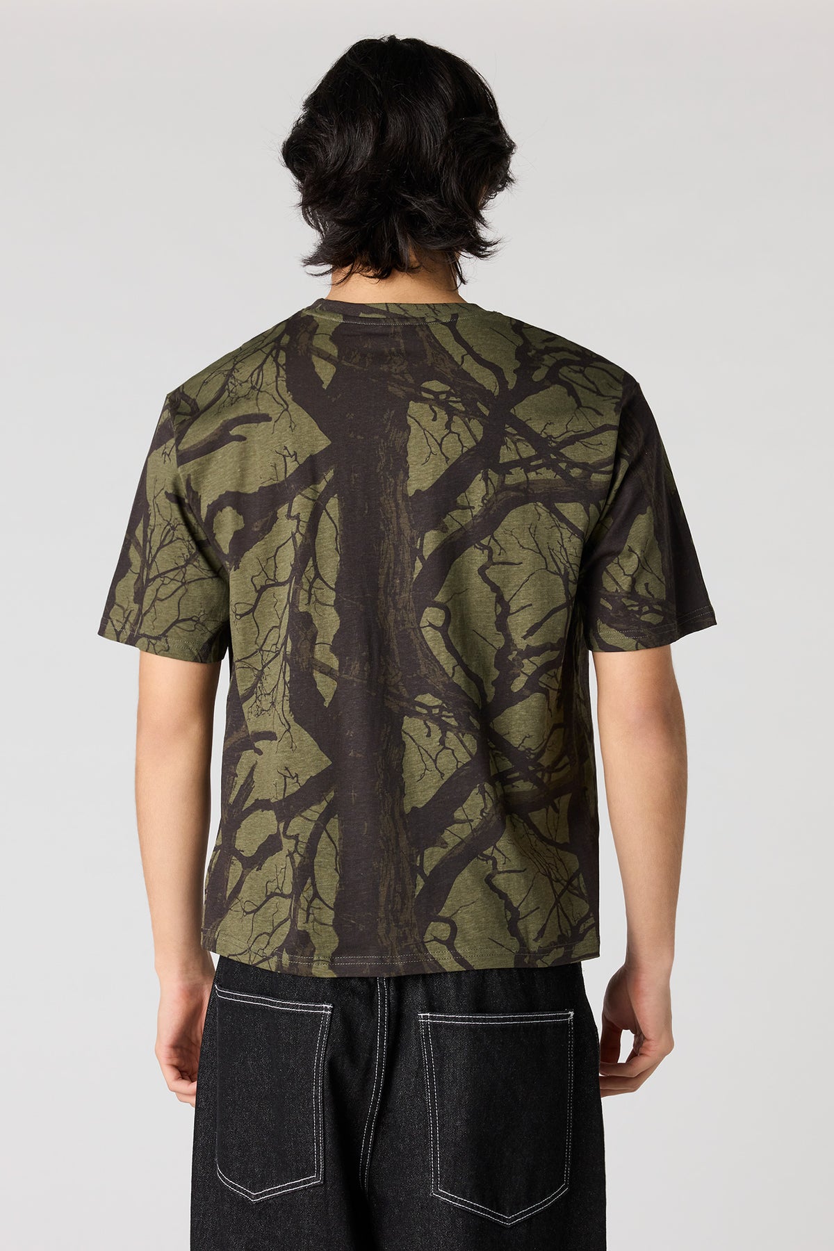 Alt View 2. Camo Print Crewneck T-Shirt - Dark Green