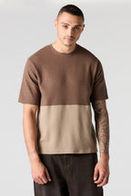 T-shirt côtelé avec blocs de couleurs