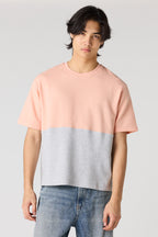 T-shirt côtelé avec blocs de couleurs