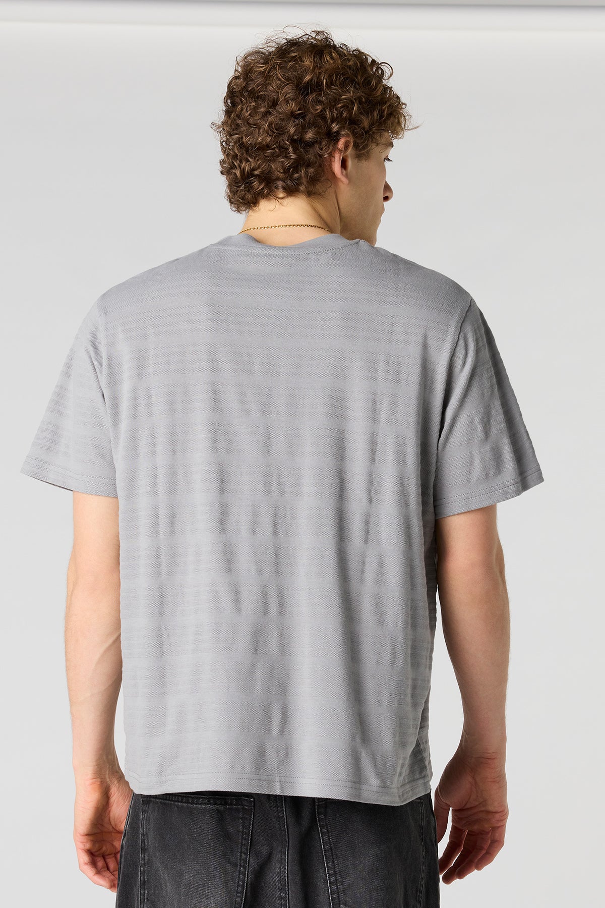 Alt View 2. Textured Striped T-Shirt - Heather Grey
