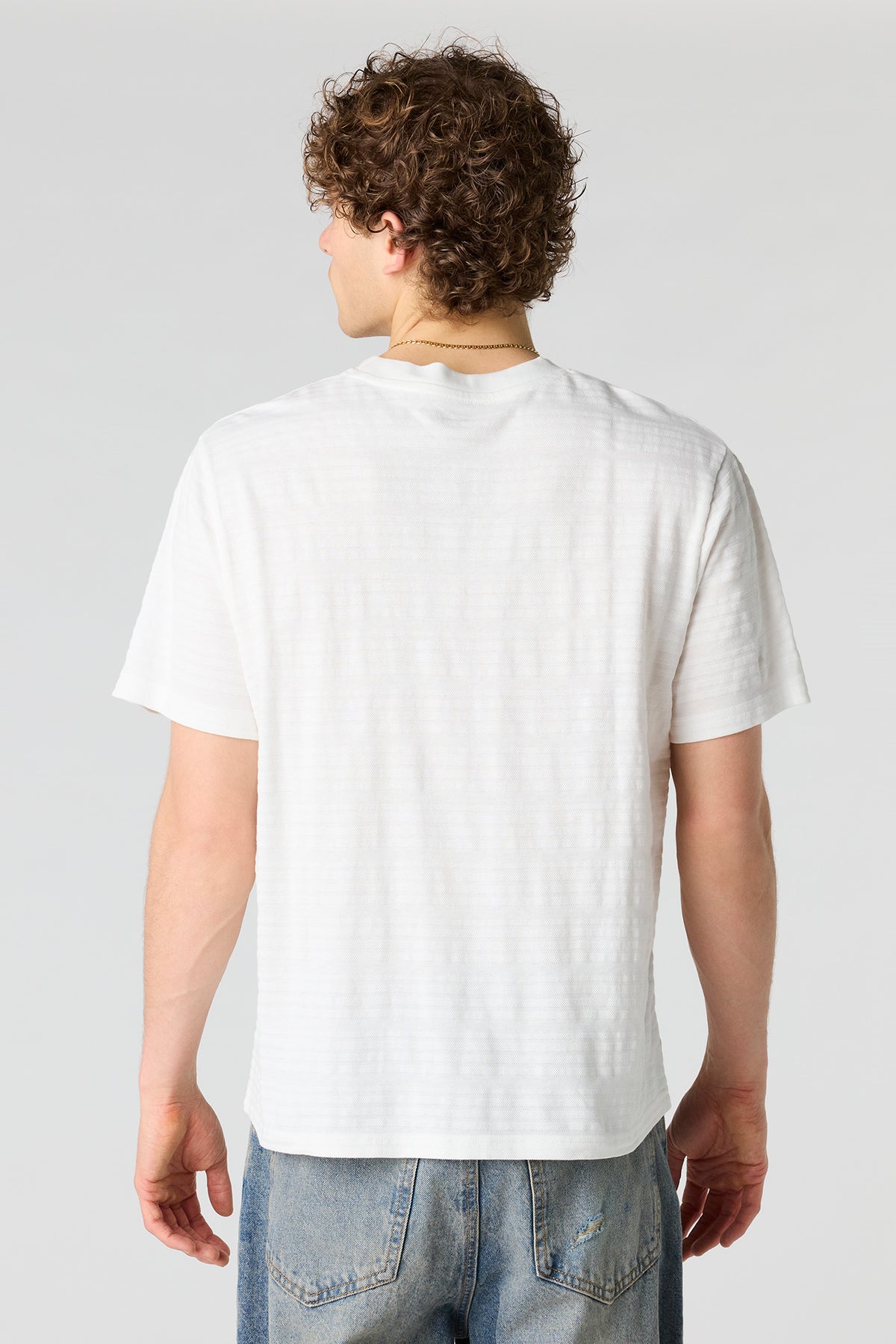 Alt View 2. Textured Striped T-Shirt - Off White