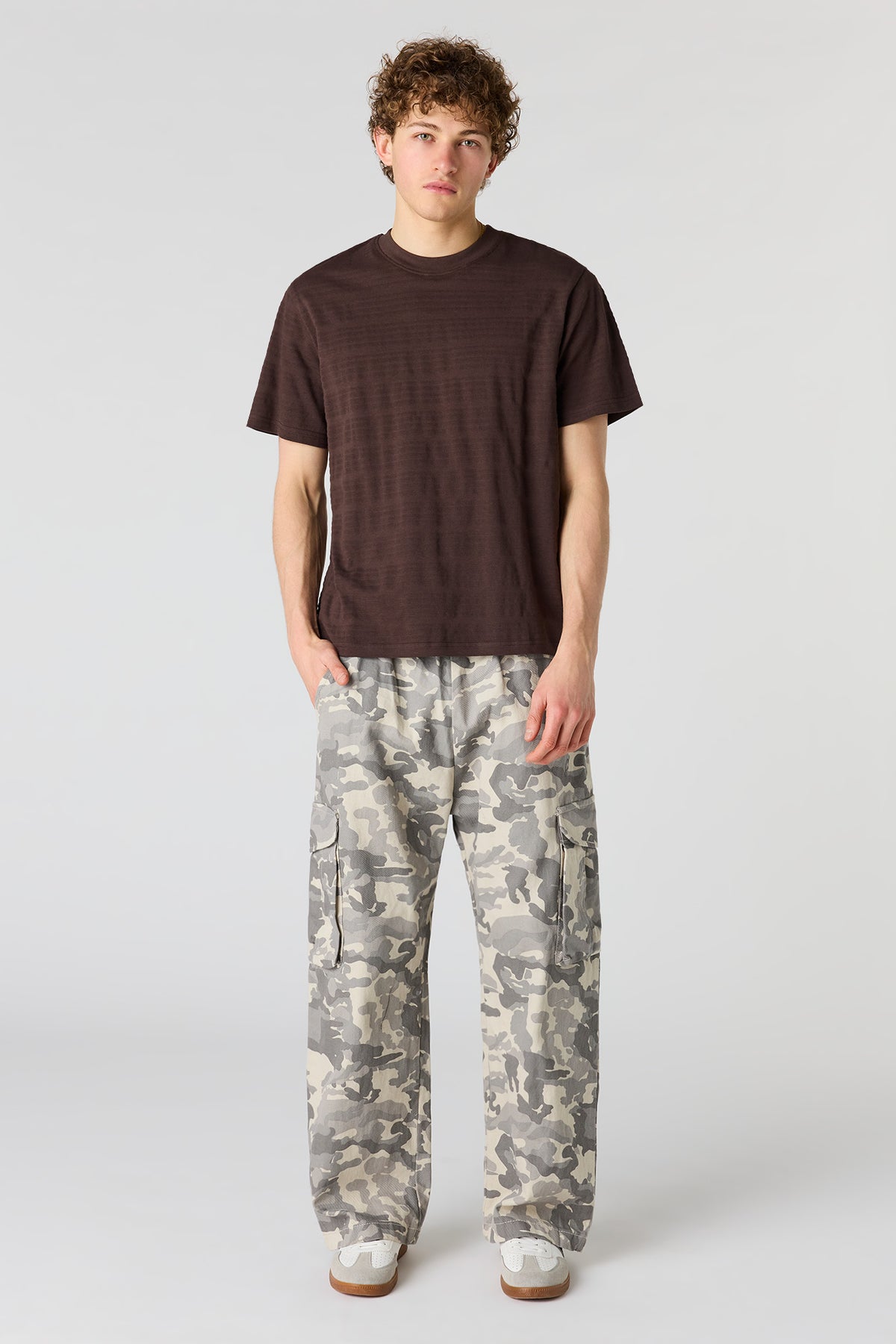 Alt View 3. Textured Striped T-Shirt - Brown