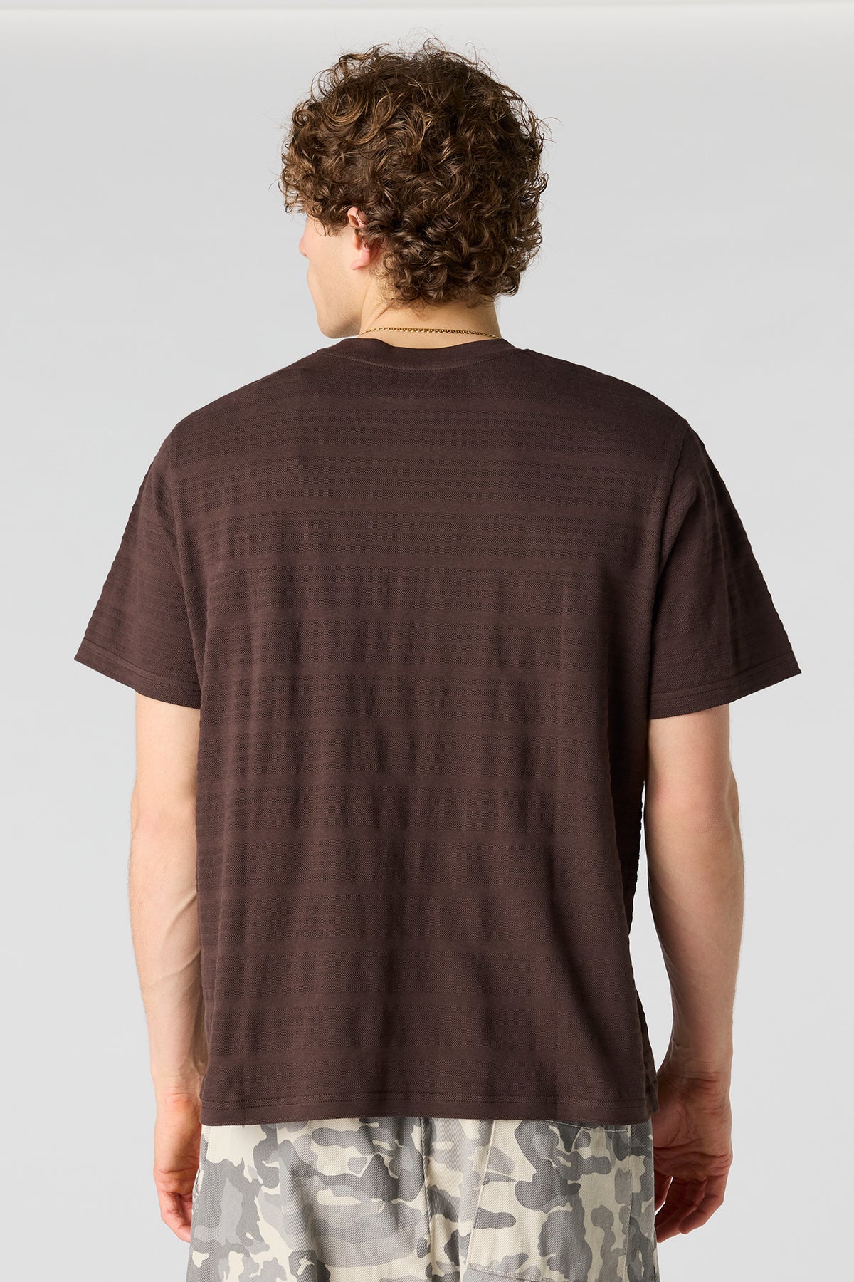 Alt View 2. Textured Striped T-Shirt - Brown