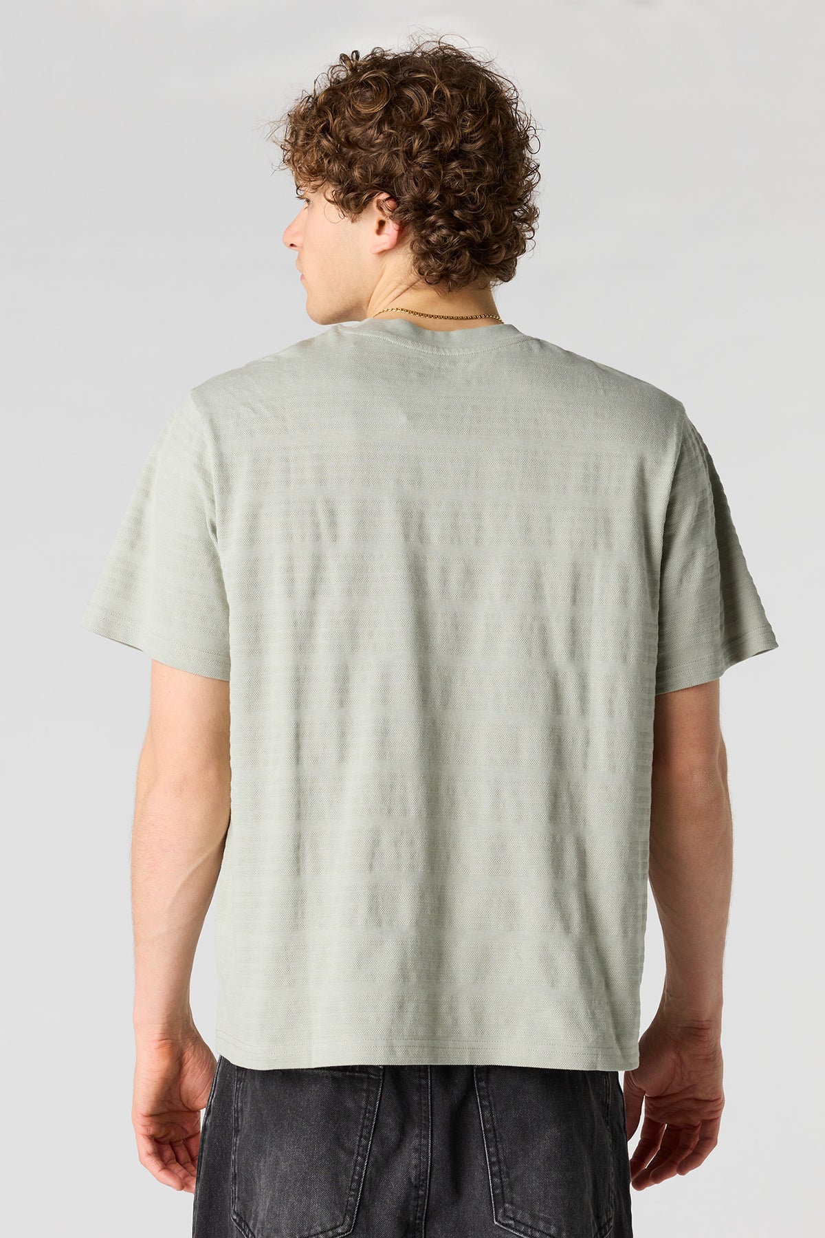 Alt View 2. Textured Striped T-Shirt - Dark Green
