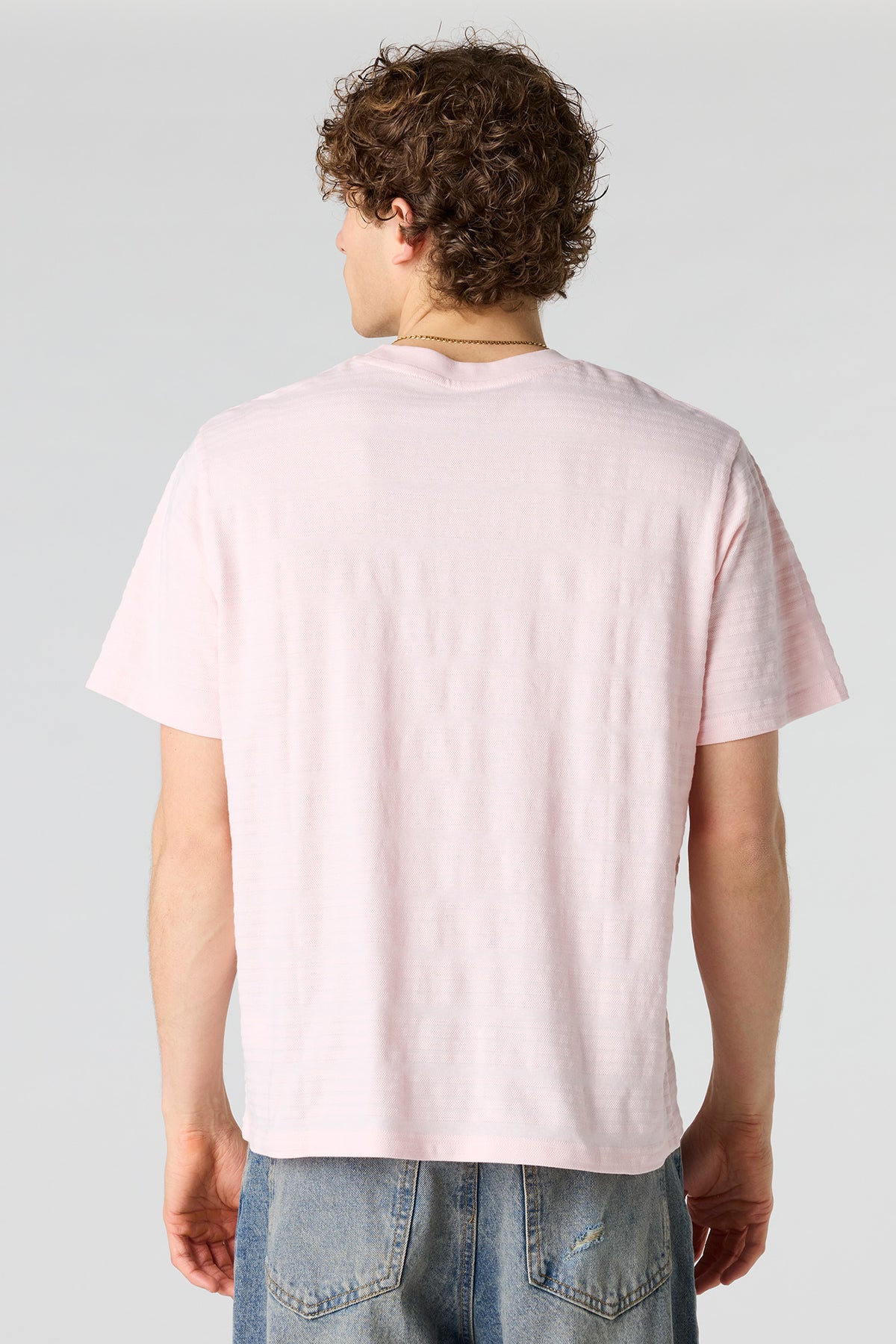 Alt View 2. Textured Striped T-Shirt - Pink