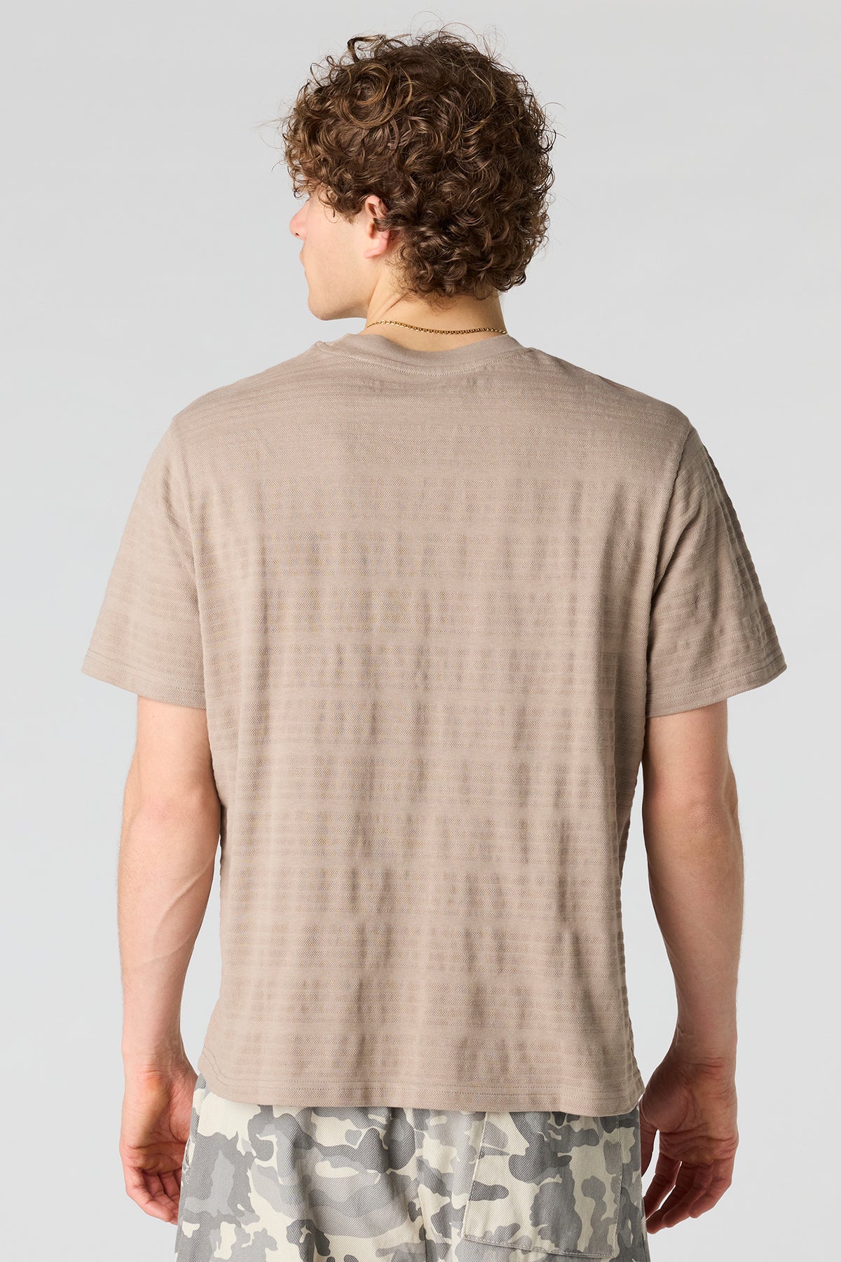 Alt View 2. Textured Striped T-Shirt - Taupe