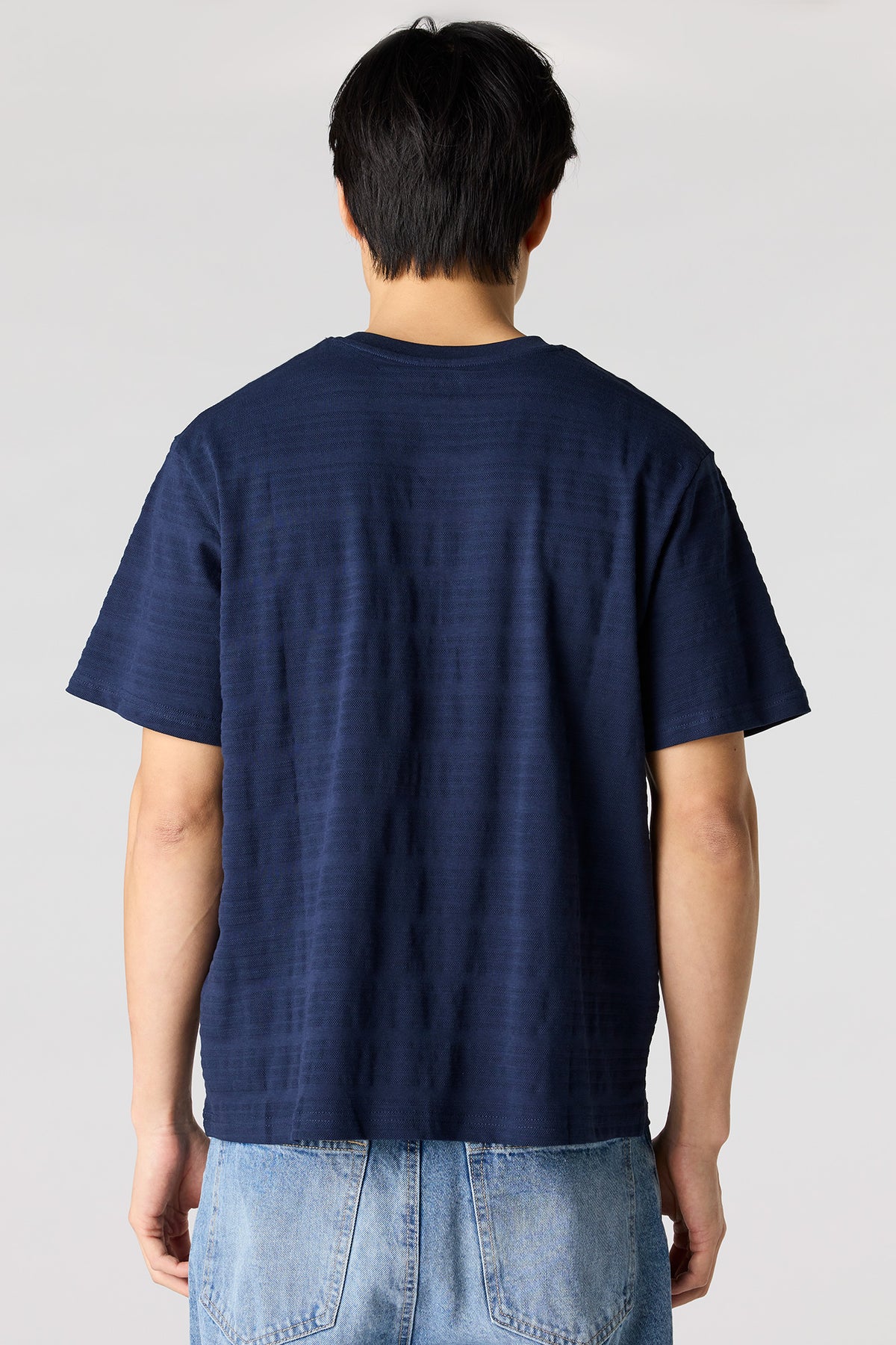 Alt View 2. Textured Striped T-Shirt - Navy
