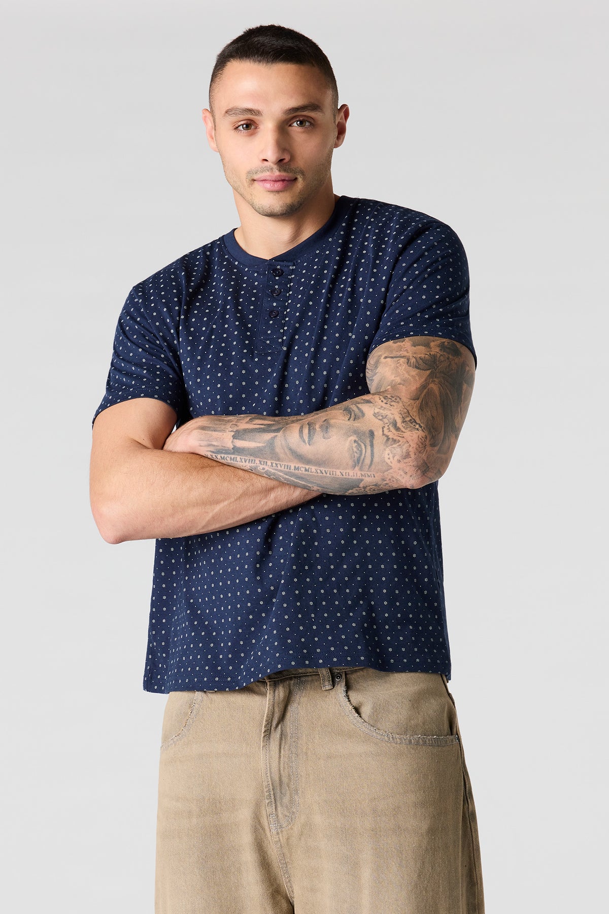 T-shirt Henley imprimé