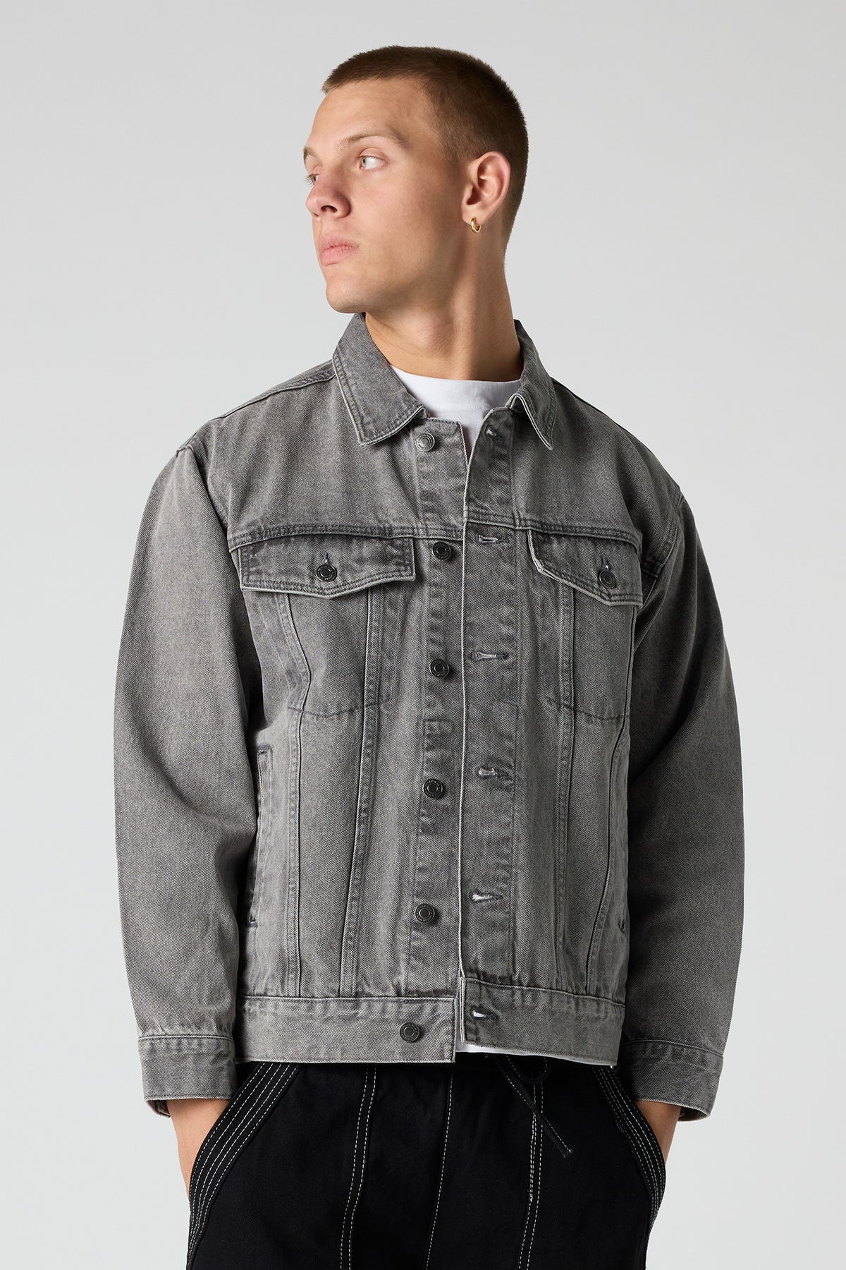 Relaxed Denim Trucker Jacket - Charcoal