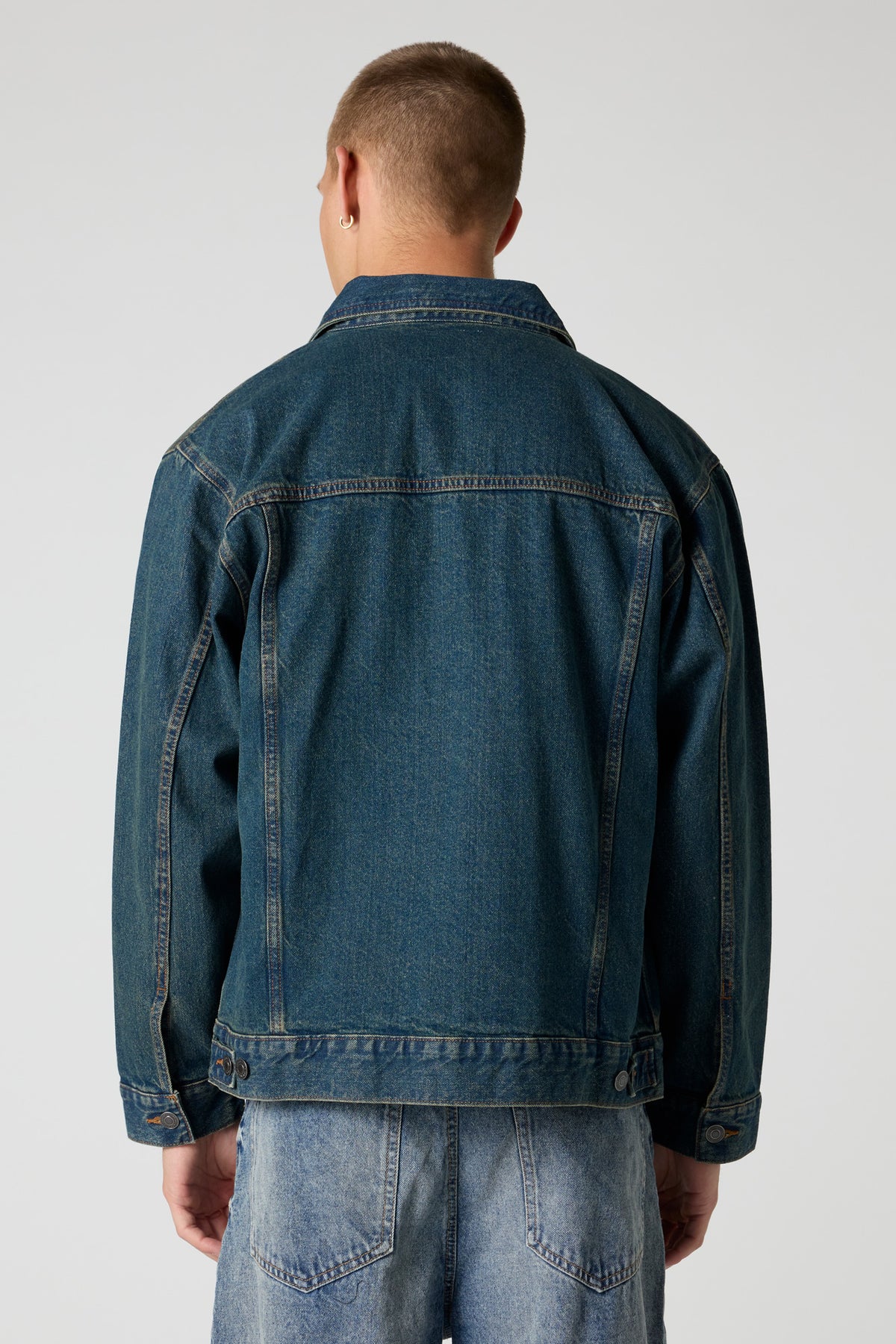 Alt View 2. Relaxed Denim Trucker Jacket - Pacific Blue