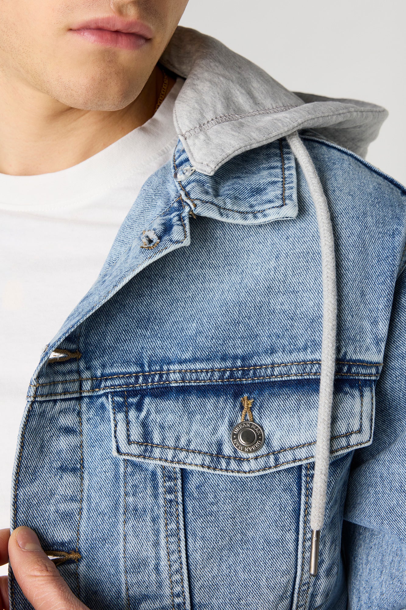 Denim Jacket with Fleece Hood – Urban Planet