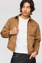 Faux Suede Bomber Jacket