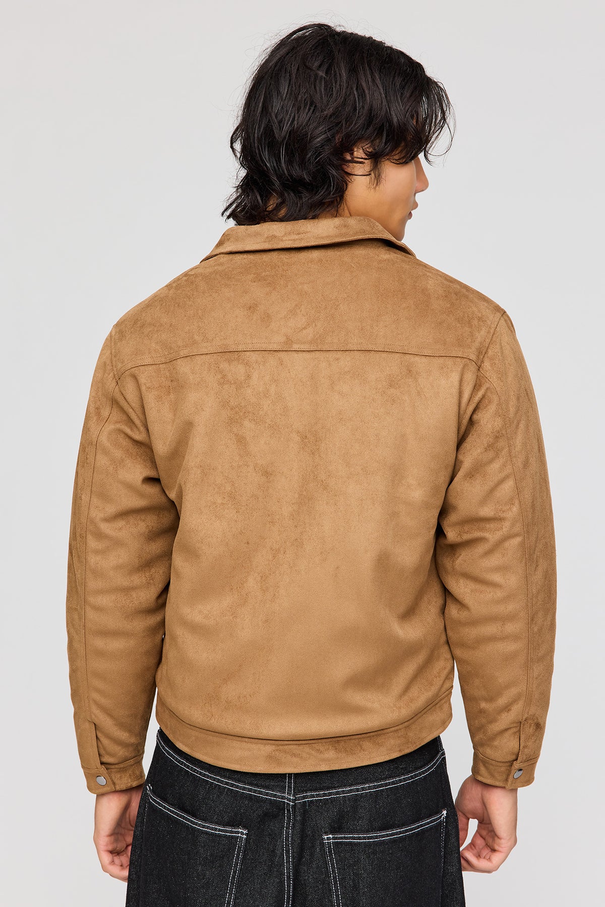 Alt View 2. Faux Suede Bomber Jacket - Camel