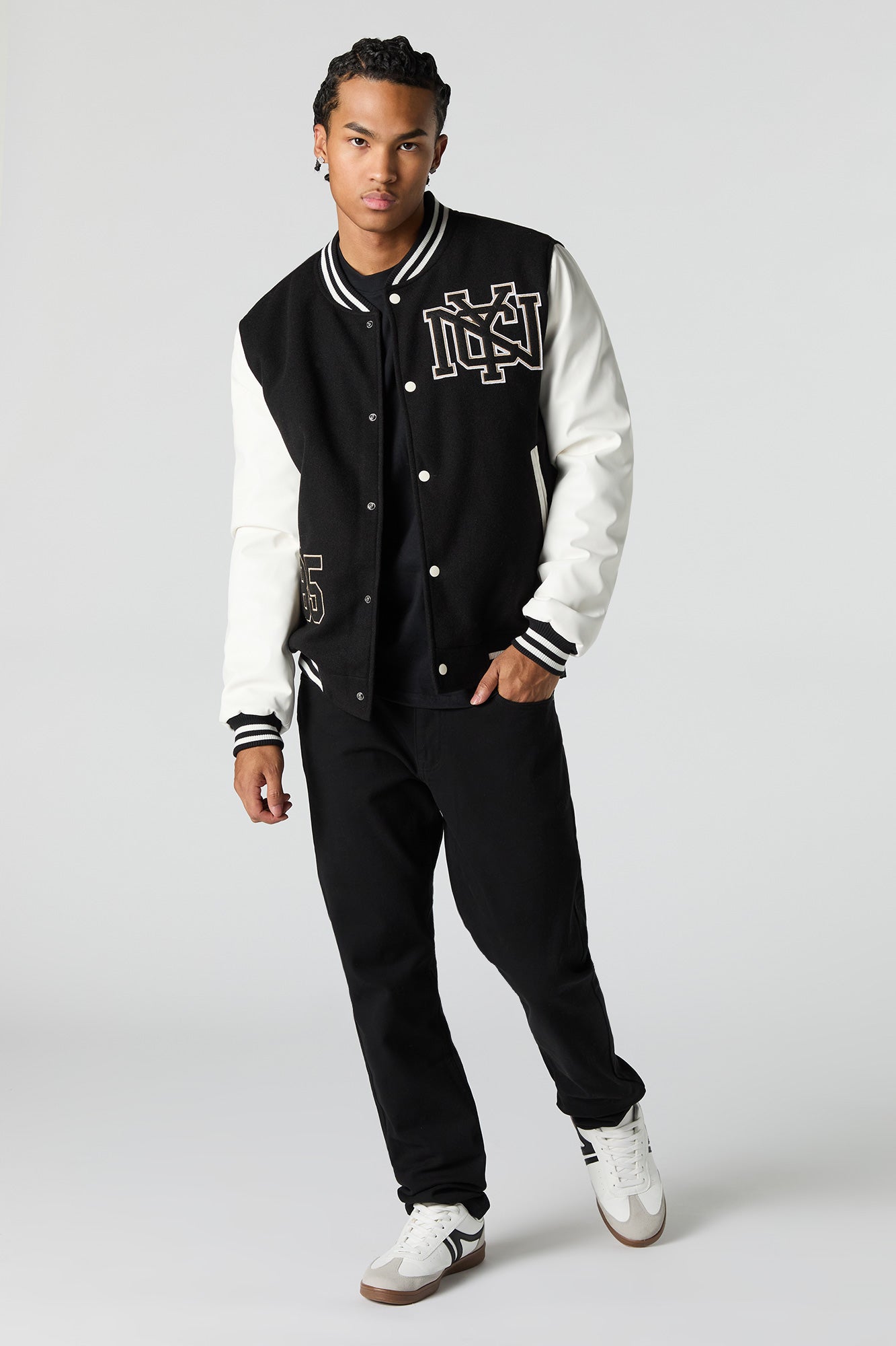 City Embroidered Fleece Varsity Jacket