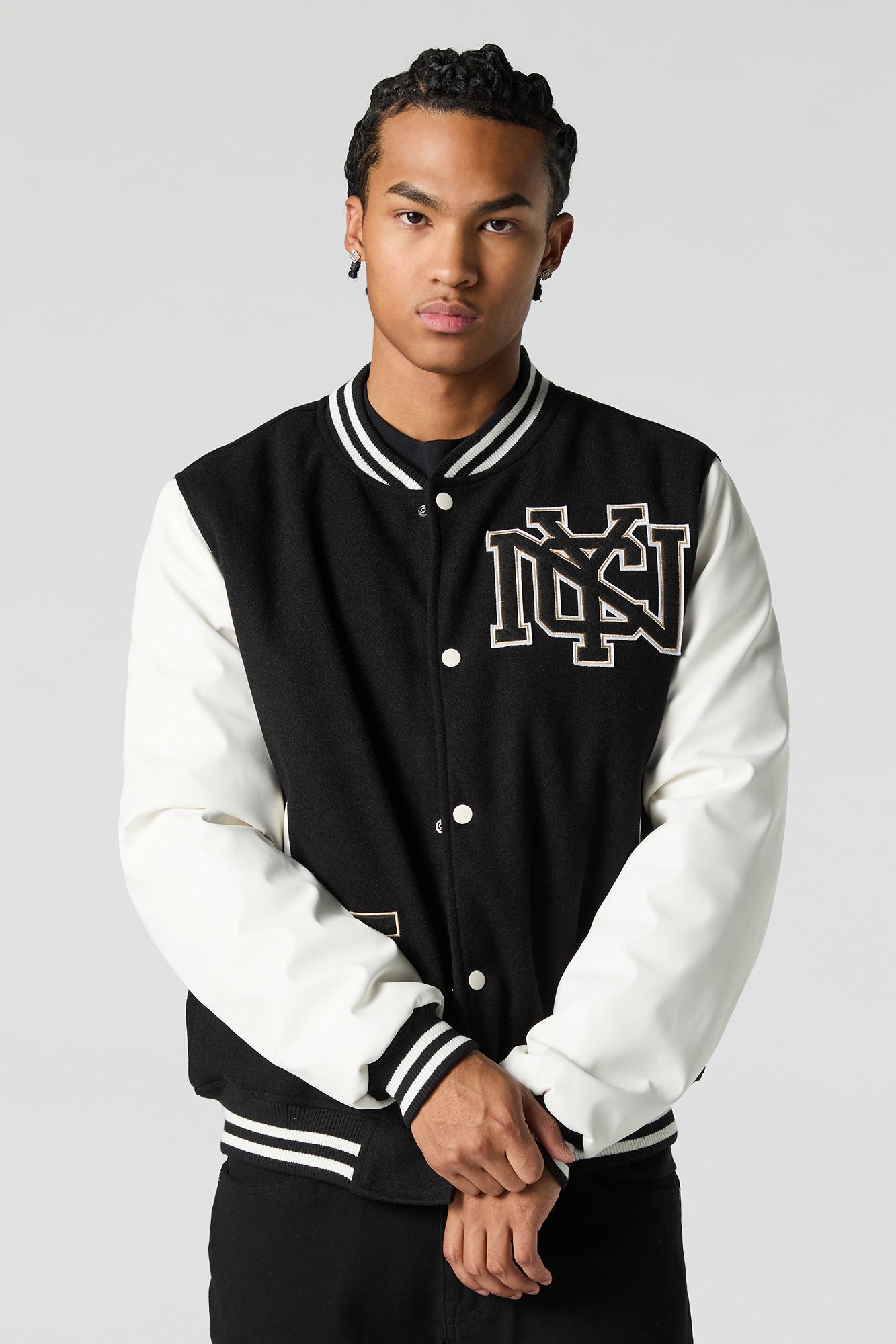 City Embroidered Fleece Varsity Jacket