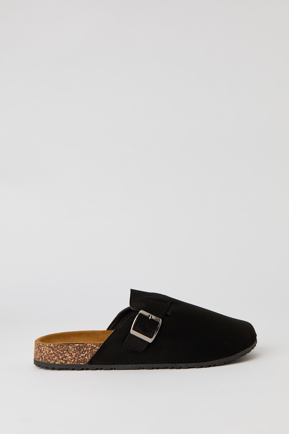 Faux Suede Clog Sandal - Black